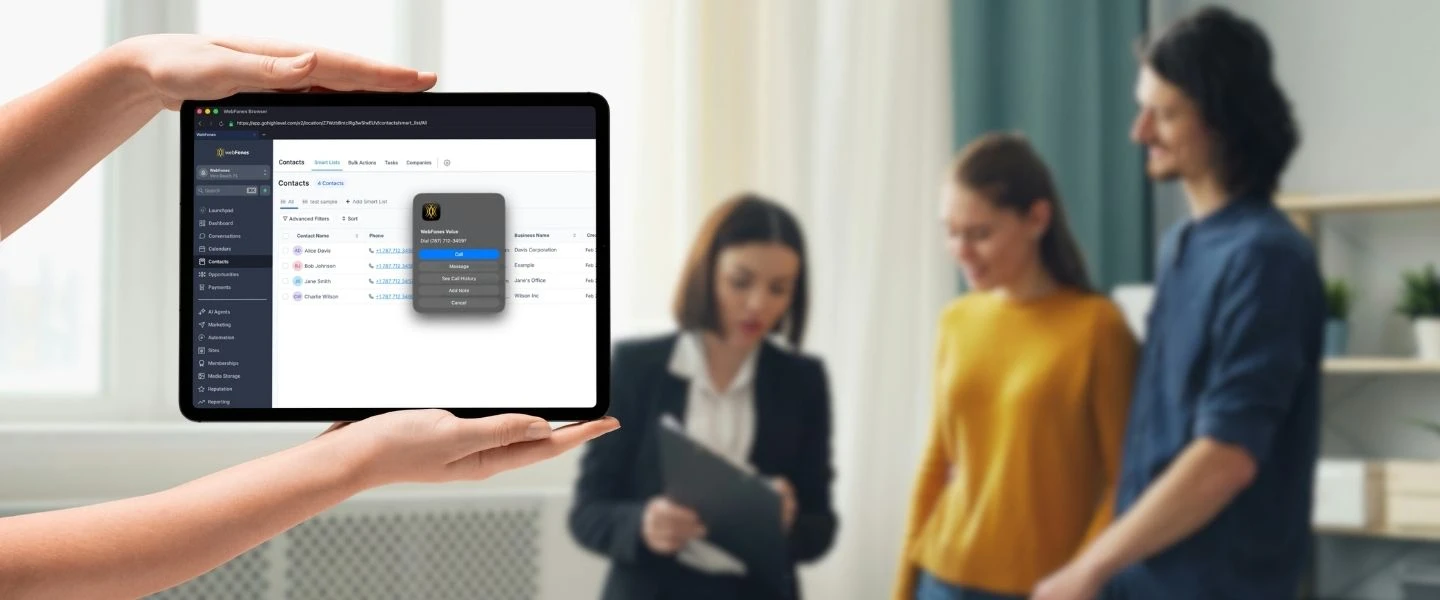 WebFones Browser integrated with franchise management system